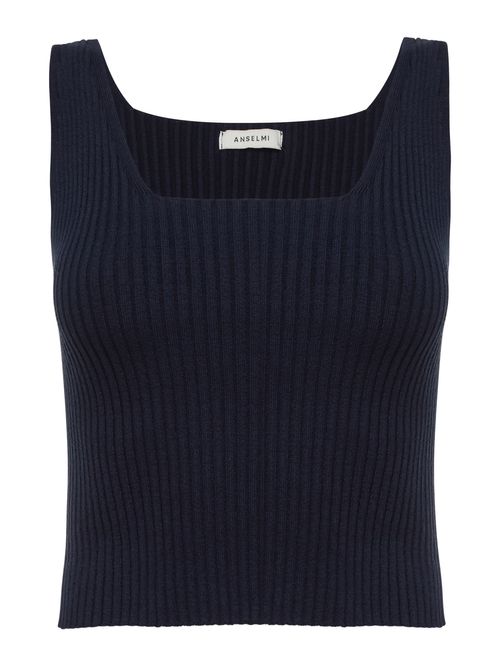 Midnight Blue Square Neck Crop Top