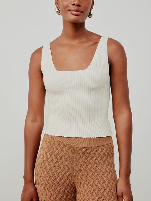 Top Cropped Decote Quadrado Cru