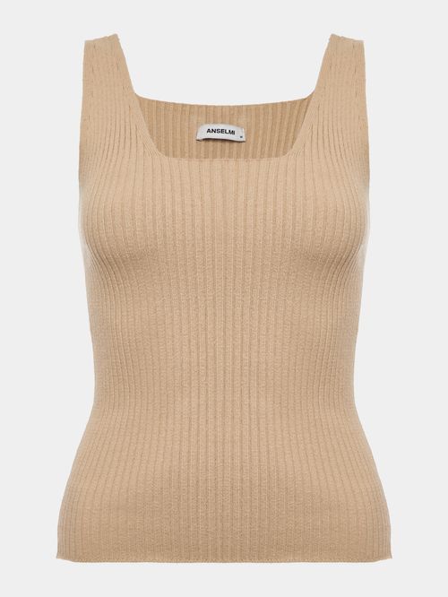 Beige Square Neck Tank Top