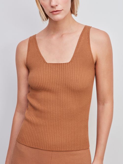 Camel Square Neck Tank Top