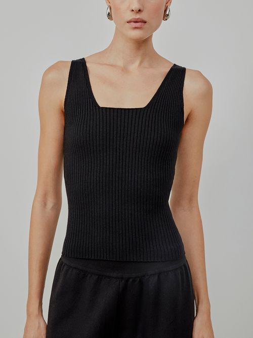 Black Square Neck Tank Top