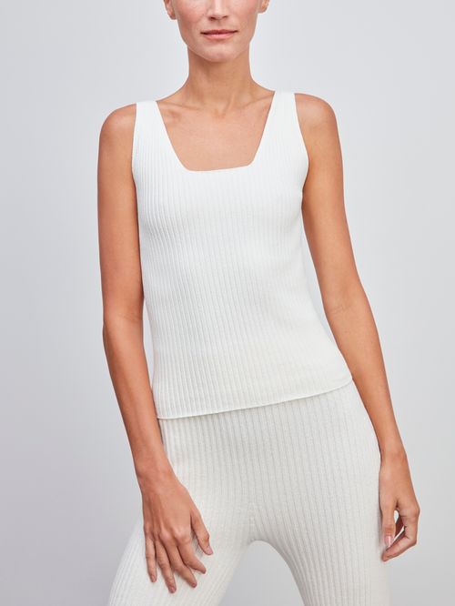 Off White Square Neck Tank Top