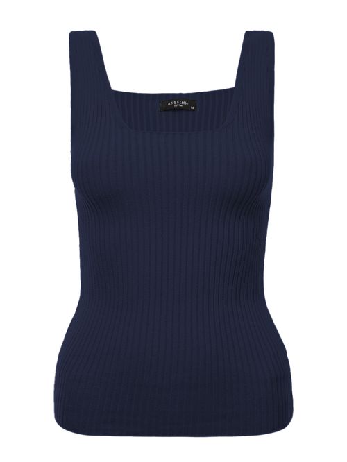 Midnight Blue Square Neck Tank Top