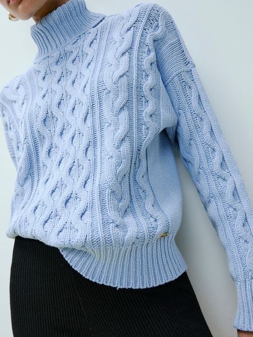 Suéter Gola Alta Azul Gelo