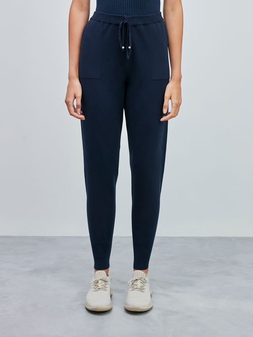 Midnight Blue Elastic Bar Knitting Pants