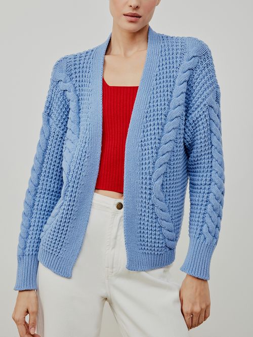 Casaco Tramas Artesanais Azul Porcelana