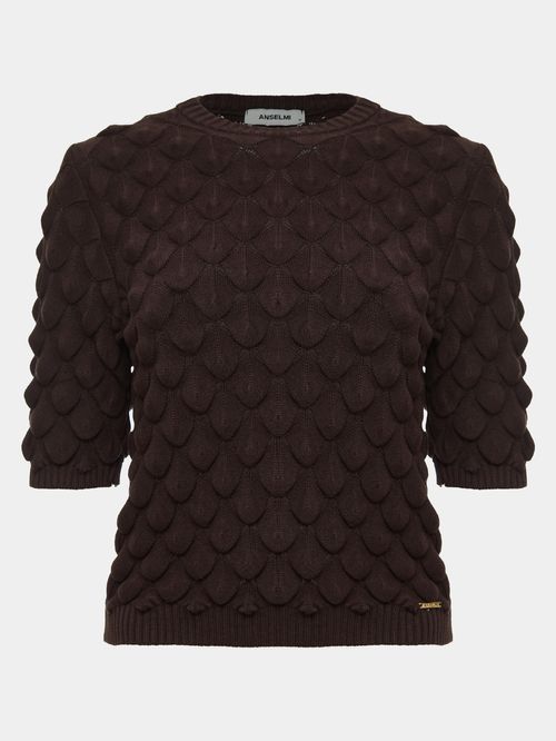 Blusa Manga Curta Escamas Chocolate