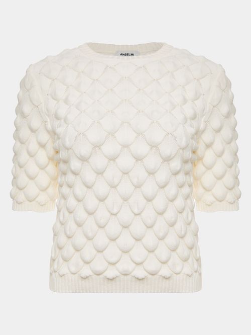 Blusa Manga Curta Escamas Off White