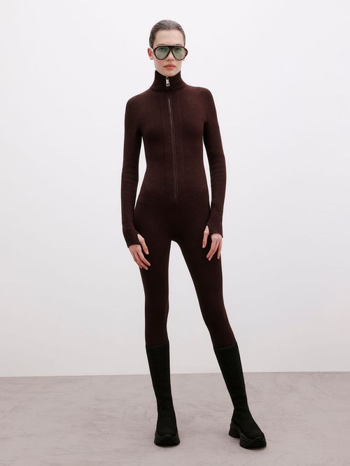 Sporty Chocolate Ribbed Jumpsuit