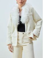 Casaco com Gola de Pele Fake Off White - Anselmi Feminino