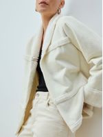 Casaco com Gola de Pele Fake Off White - Anselmi Feminino