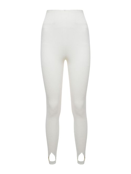 Off White Ribbed Fuseau Trousers