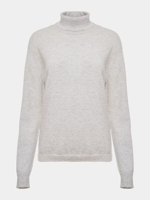 Grey Cashmere Turtleneck Sweater