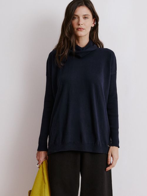 Anselmi Boba Collar Midnight Blue Blouse