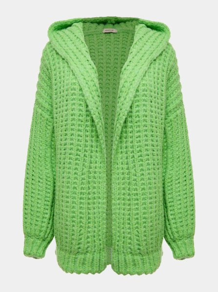 Casaco Amplo com Capuz Verde