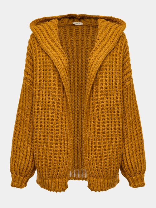 Casaco Amplo com Capuz Mostarda