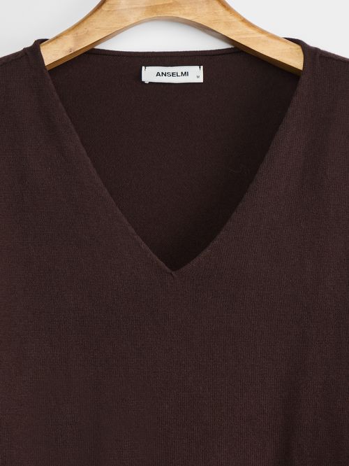 100% Organic Cotton V-Neck Blouse Chocolate