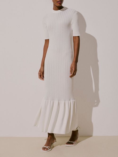 Off White Short Sleeve Long Dress