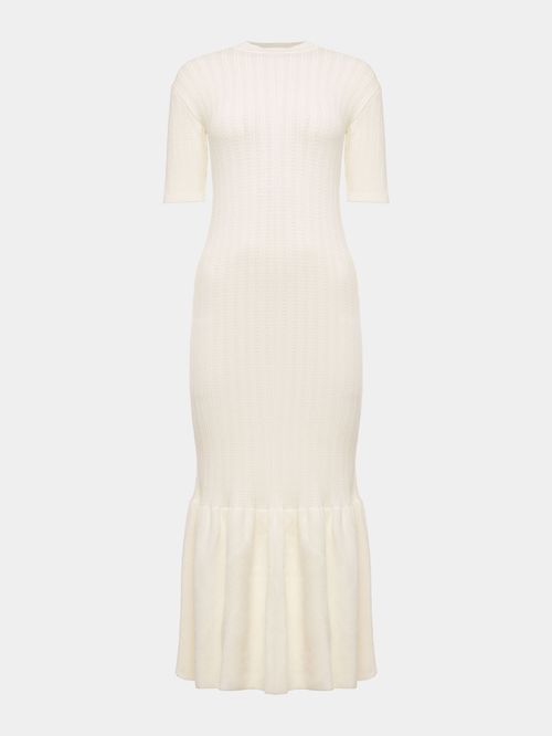 Off White Short Sleeve Long Dress