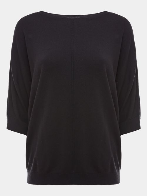 Black Canoe Neck Blouse