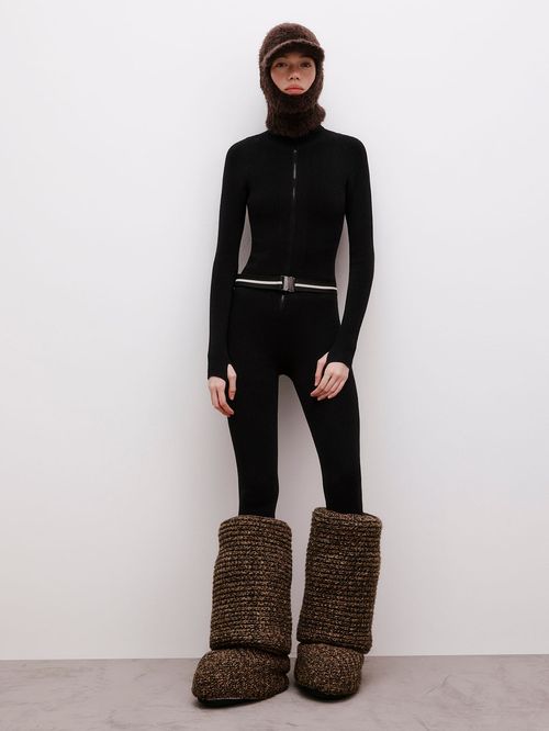 Sporty Black Ribbed Jumpsuit