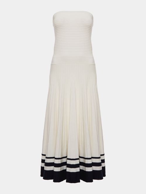 Vestido Longo sem Mangas Anselmi + Ucha Meirelles Off White/Marinho