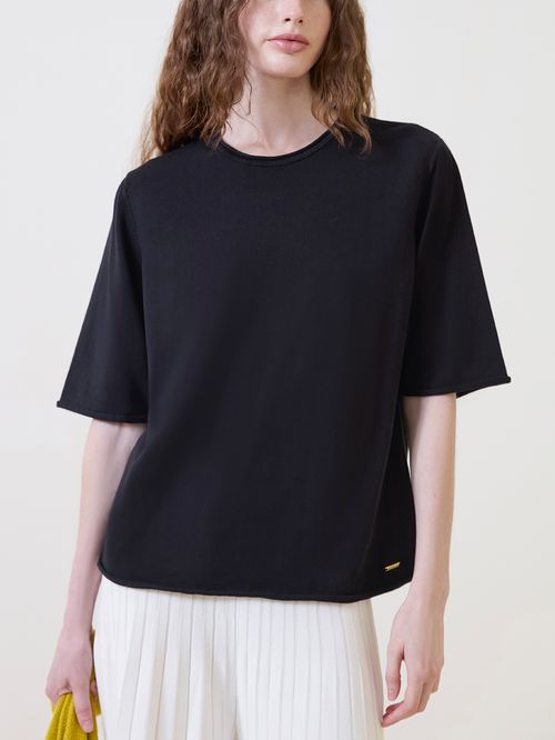 Blusa Básica Manga Rolinho Preto