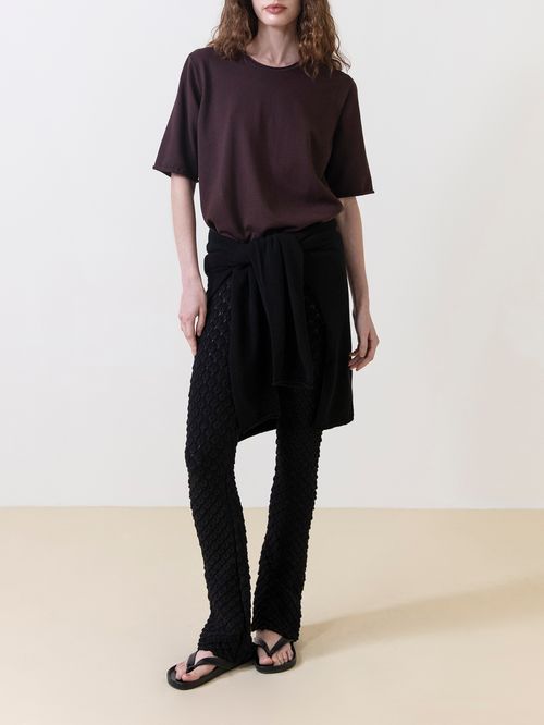 Blusa Básica Manga Rolinho Chocolate