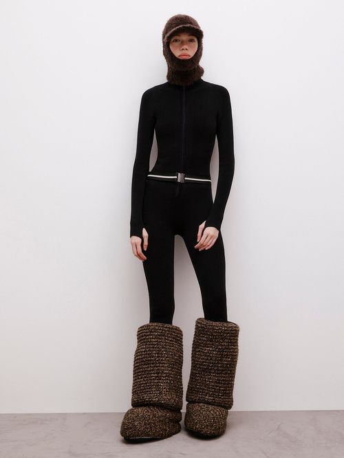 Sporty Black Ribbed Jumpsuit