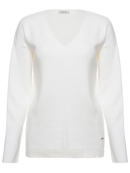 Blusa Minimal em Decote V Off White