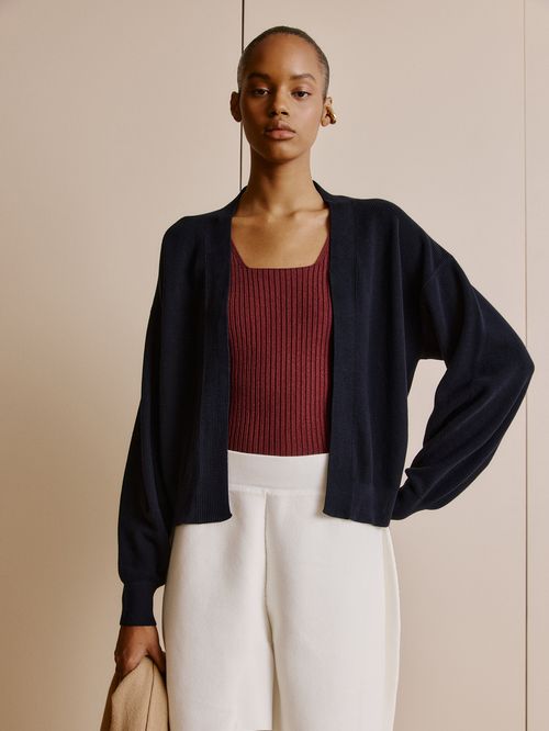 Casaco Curto Quadrado Azul Marinho