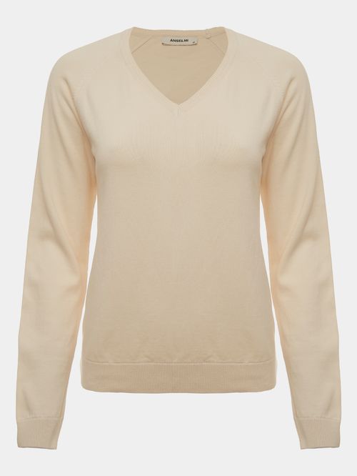 Suéter Básico Gola em V Cru
