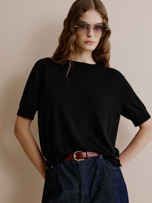 Black Round Neck Blouse