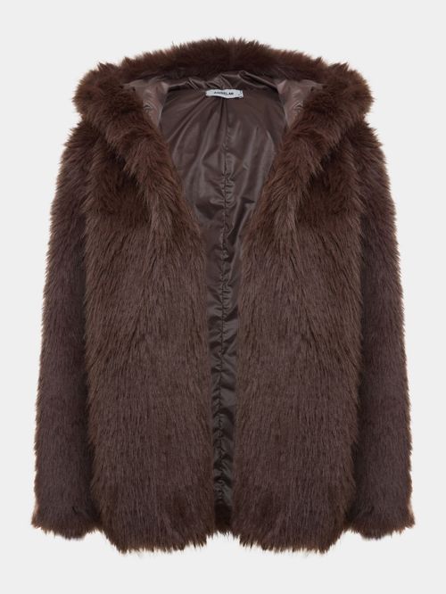 Casaco Curto em Pele Sintética Chocolate