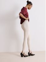 Calça Fuseau Canelada Off White - Anselmi Feminino