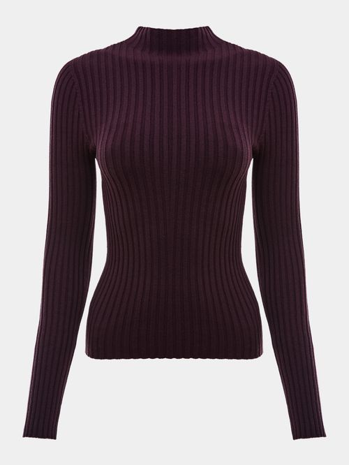 Blusa Canelada Gola Chaminé Cherry