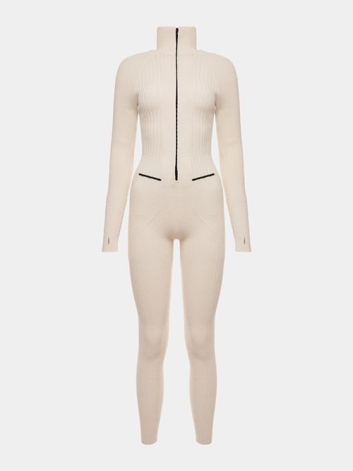 Macacão Canelado Contraste Off white