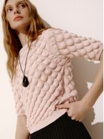 Blusa Manga Curta Escamas Blush - Anselmi Feminino