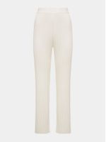 Calça Canelada Reta Off White - Anselmi Feminino