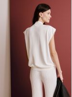 Calça Canelada Reta Off White - Anselmi Feminino