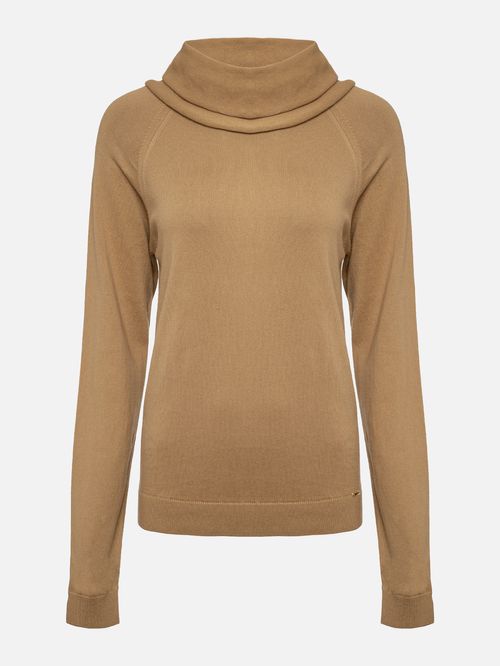 Blusa Básica com Gola Alta Camelo