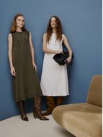 Vestido Midi Sem Mangas Off White - Anselmi Feminino