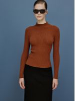 Blusa Canelada Gola Chaminé Camurça - Anselmi Feminino