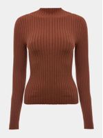 Blusa Canelada Gola Chaminé Camurça - Anselmi Feminino