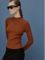 Blusa Canelada Gola Chaminé Camurça - Anselmi Feminino