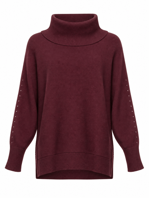 Blusa Ampla Gola Alta Merlot