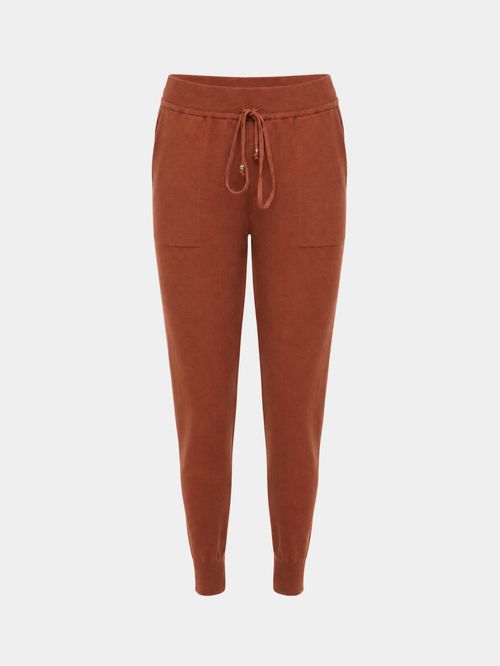 Calça de Tricô Barra Elástica Ferrugem