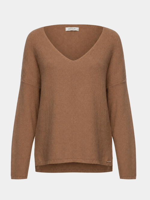 Blusa Decote V Camelo
