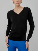 Básica 100% Cashmere Gola V Preto - Anselmi Feminino