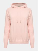 Blusa longa feminina de tricô com capuz e manga raglã, da Anselmi